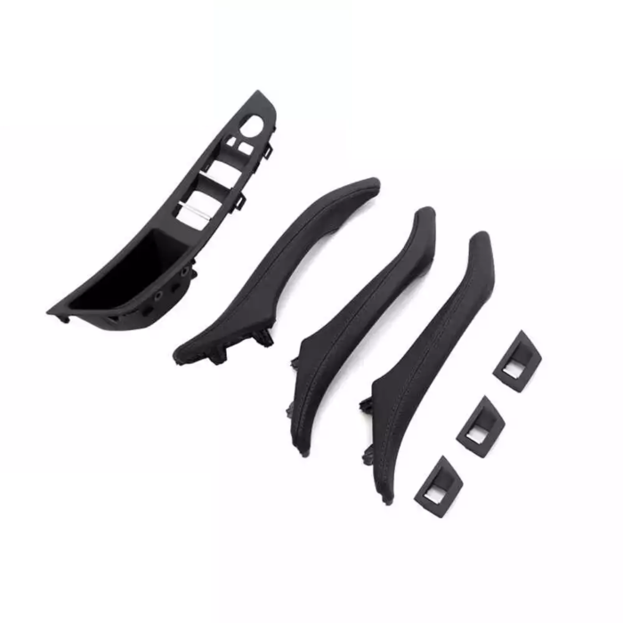 Salono durų rankenų komplektas, odinis, juodos spalvos, skirtas BMW F10, F11 - Image 2