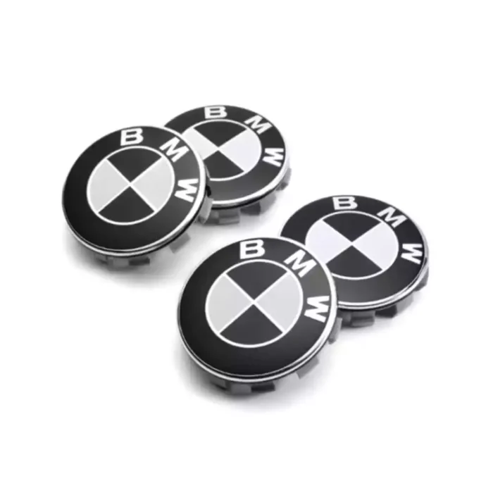 Balta-juoda ratlankių dangteliai 56mm skirti BMW - Image 1