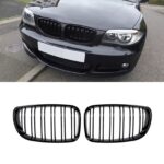 Juodos, blizgios, dvigubos grotelės skirtos BMW E81, E82, E87, E88 LCI (2007-2013)