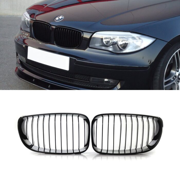 Juodos, blizgios, viengubos grotelės skirtos BMW E81, E82, E87, E88 LCI (2007-2013) - Image 1