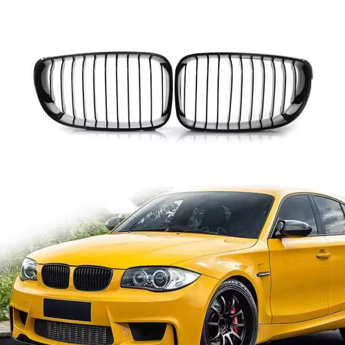 Juodos, blizgios, viengubos grotelės skirtos BMW E81, E82, E87, E88 LCI (2007-2013) - Image 2