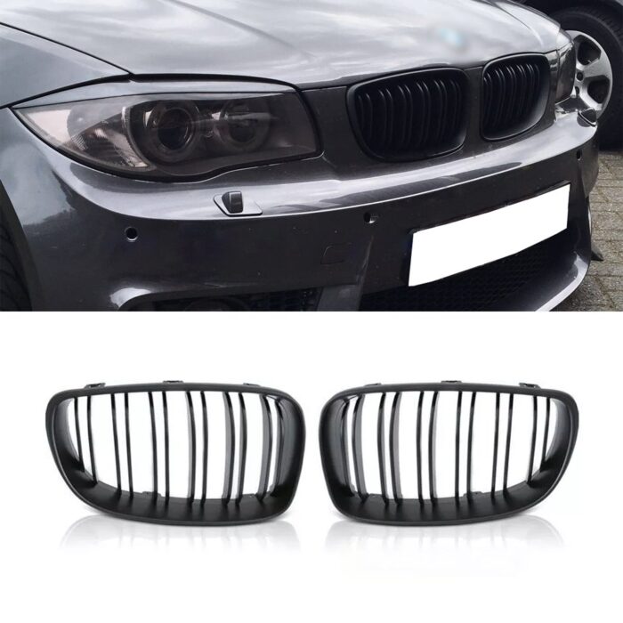 Juodos, matinės, dvigubos grotelės skirtos BMW E81, E82, E87, E88 (2007-2011) - Image 1