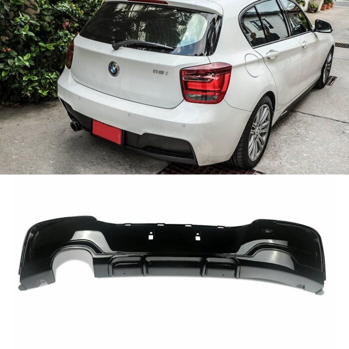 Juodas, blizgus (2x0) galinio buferio difuzorius skirtas BMW F20, F21 (2011-2015) - Image 1