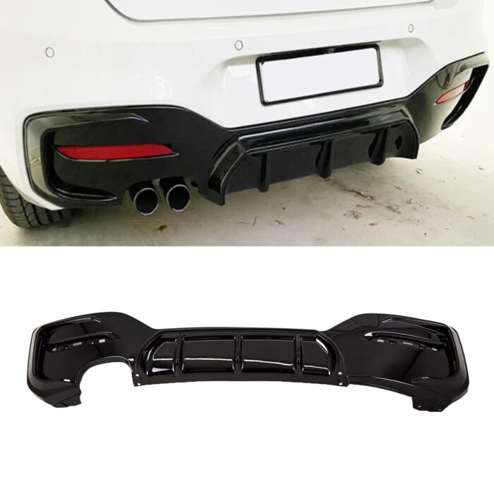 Juodas, blizgus (2x0) galinio buferio difuzorius skirtas BMW F20, F21 LCI (2015-2019) - Image 1