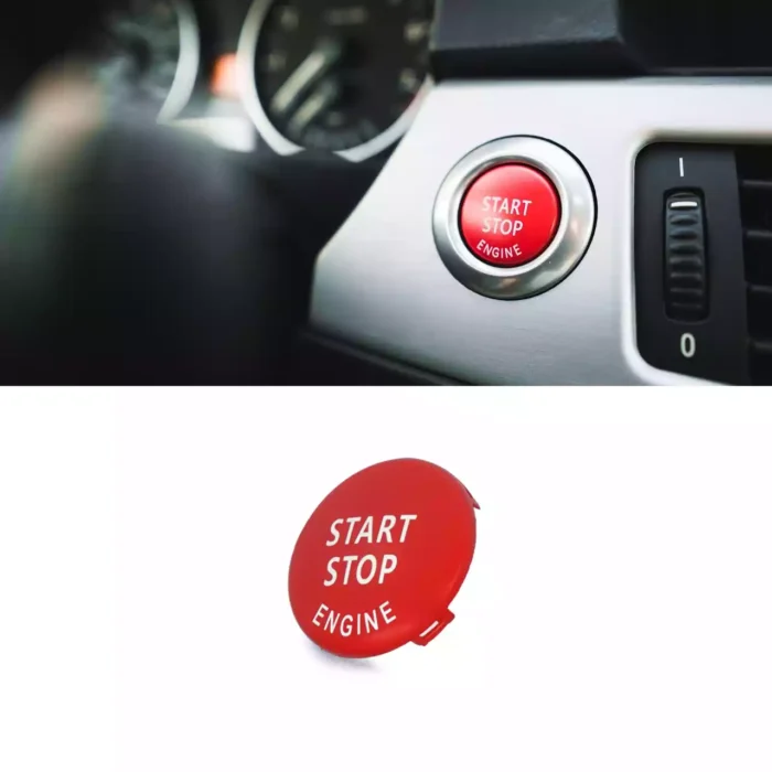 Raudonas matinis start-stop mygtuko dangtelis skirtas BMW E serijos modeliams - Image 1