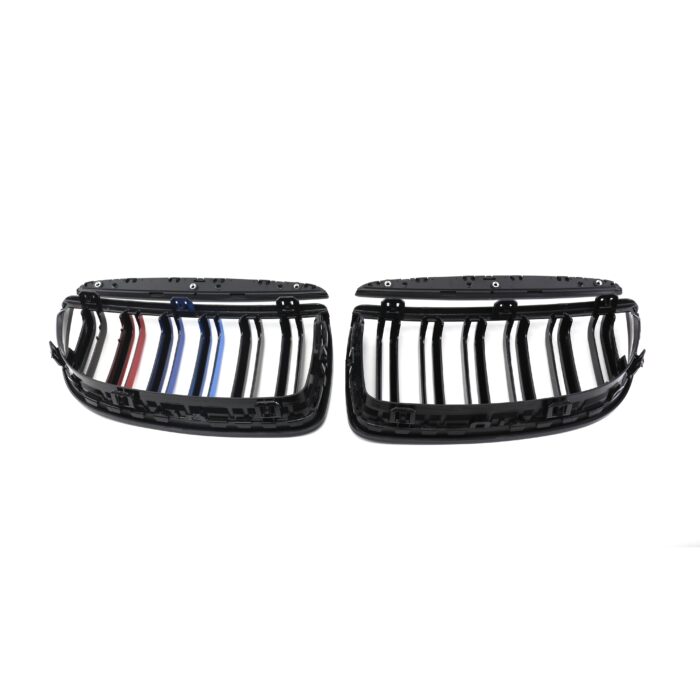 Juodos, blizgios, dvigubos grotelės "3M" stiliaus skirtos BMW E90, E91 (2005-2008) - Image 3