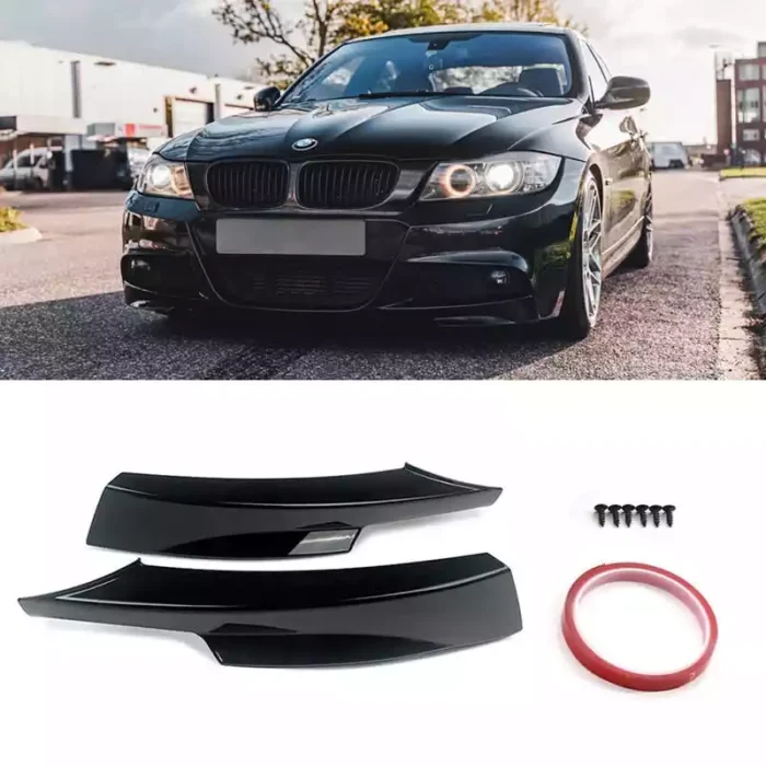 Juodi, blizgūs priekinio buferio spoileriai skirti BMW E90, E91 (2008-2012) - Image 1