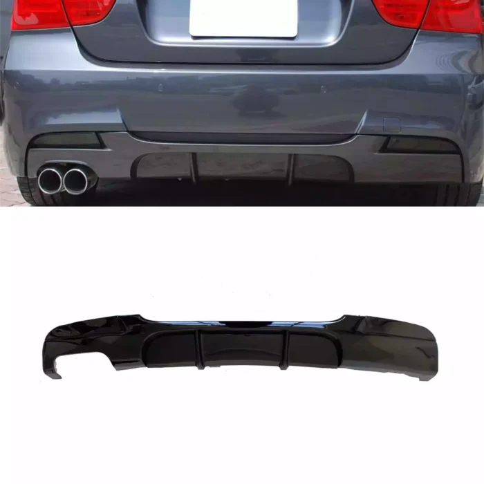 Juodas, blizgus (2x0) galinio buferio difuzorius skirtas BMW E90, E91 - Image 1