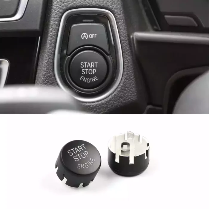 Juodas, matinis start-stop mygtuko dangtelis skirtas BMW F serijos modeliams - Image 1