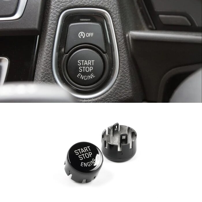 Juodas blizgus start-stop mygtuko dangtelis skirtas BMW F serijos modeliams - Image 1