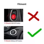 Juodas blizgus start-stop mygtuko dangtelis skirtas BMW F serijos modeliams - Image 3