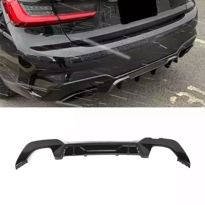 Juodas, blizgus ([]x[]) galinio buferio difuzorius skirtas BMW G20, G21 - Image 1