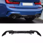 Juodas, blizgus, galinio buferio difuzorius skirtas BMW G20, G21