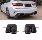 Juodi, blizgūs, duslintuvo antgaliai skirti BMW G20, G21