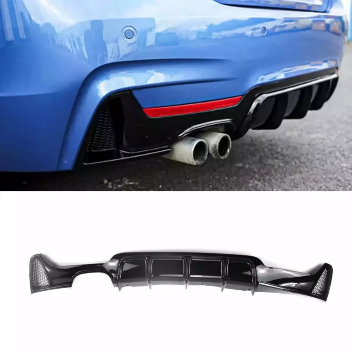 Juodas, blizgus (2x0) galinio buferio difuzorius skirtas BMW F32, F33, F36 - Image 1