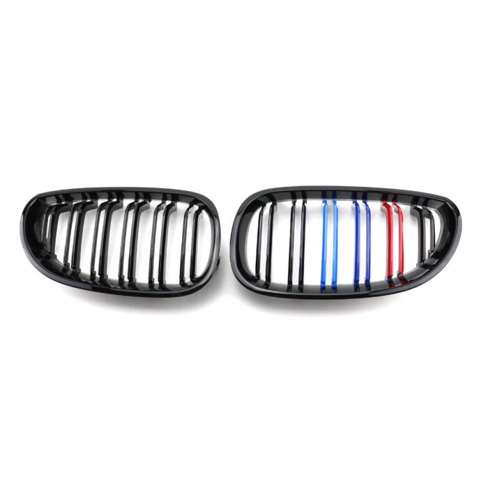 Juodos, blizgios, dvigubos "3M" stiliaus grotelės skirtos BMW E60, E61 - Image 2