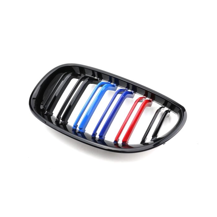 Juodos, blizgios, dvigubos "3M" stiliaus grotelės skirtos BMW E60, E61 - Image 3