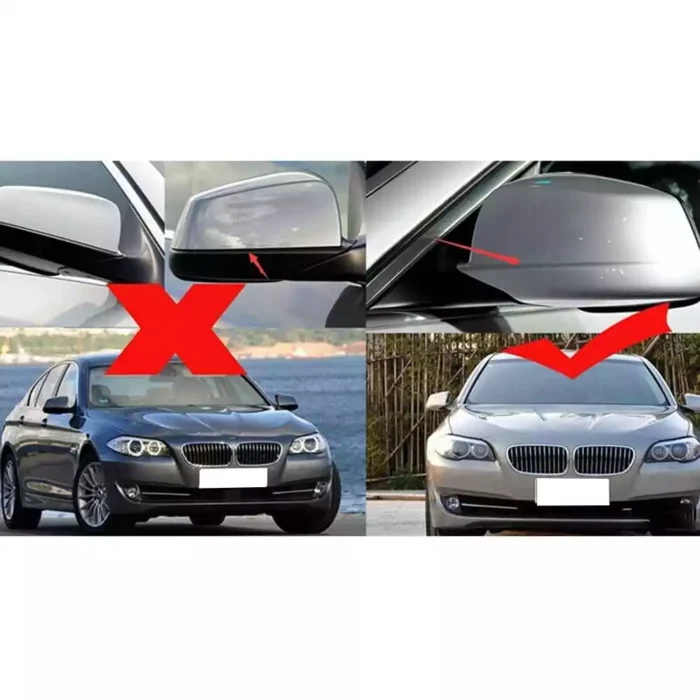 Juodi, blizgūs veidrodelių dangteliai skirti BMW F10, F11, F07 PRE-LCI - Image 3