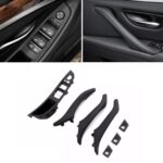 Salono durų rankenų komplektas, odinis, juodos spalvos, skirtas BMW F10, F11
