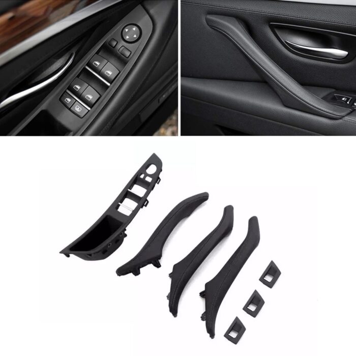 Salono durų rankenų komplektas, odinis, juodos spalvos, skirtas BMW F10, F11 - Image 1