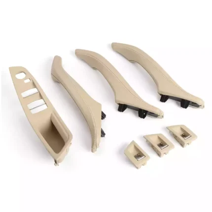 Salono durų rankenų komplektas, „beige” spalvos, odinis, skirtas BMW F10, F11