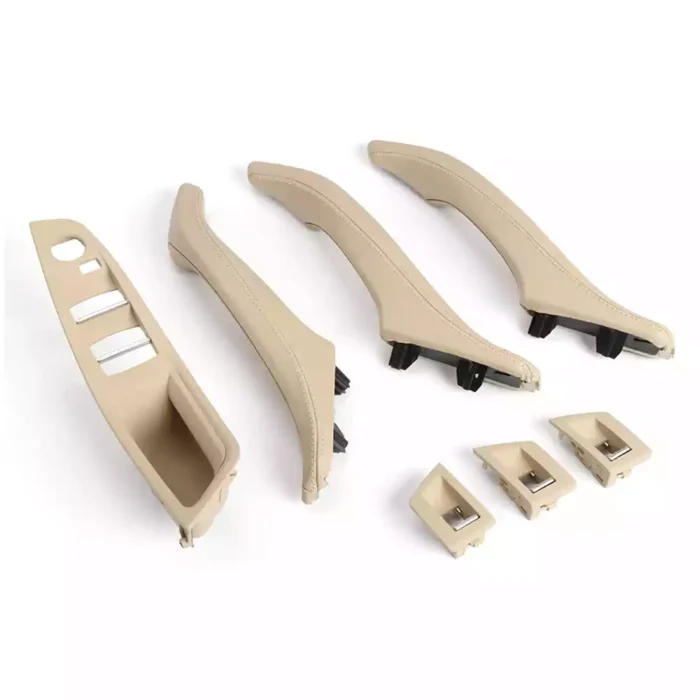 Salono durų rankenų komplektas, „beige” spalvos, odinis, skirtas BMW F10, F11 - Image 1