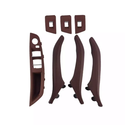 Salono durų rankenų komplektas, "red wine" spalvos, odinis, skirtas BMW F10, F11