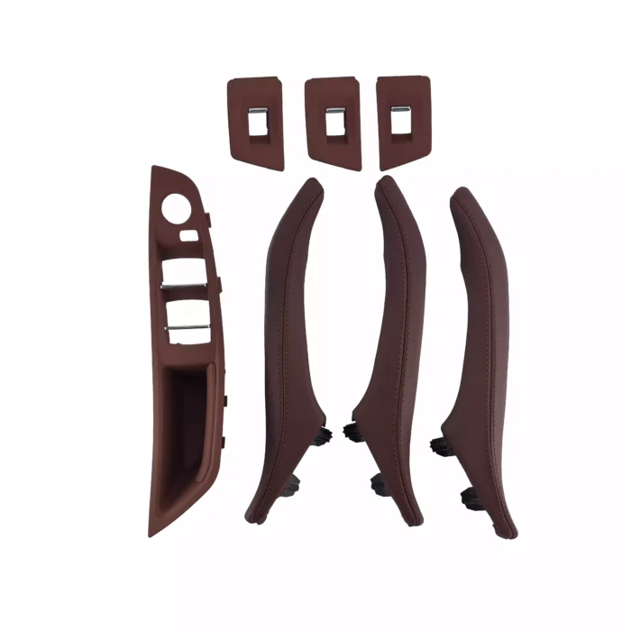 Salono durų rankenų komplektas, "red wine" spalvos, odinis, skirtas BMW F10, F11 - Image 1