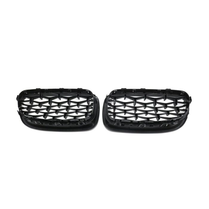 Juodos, blizgios "diamond" stiliaus grotelės skirtos BMW F10, F11 - Image 3