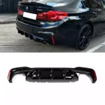 Juodas, blizgus, galinio buferio difuzorius skirtas BMW G30, G31