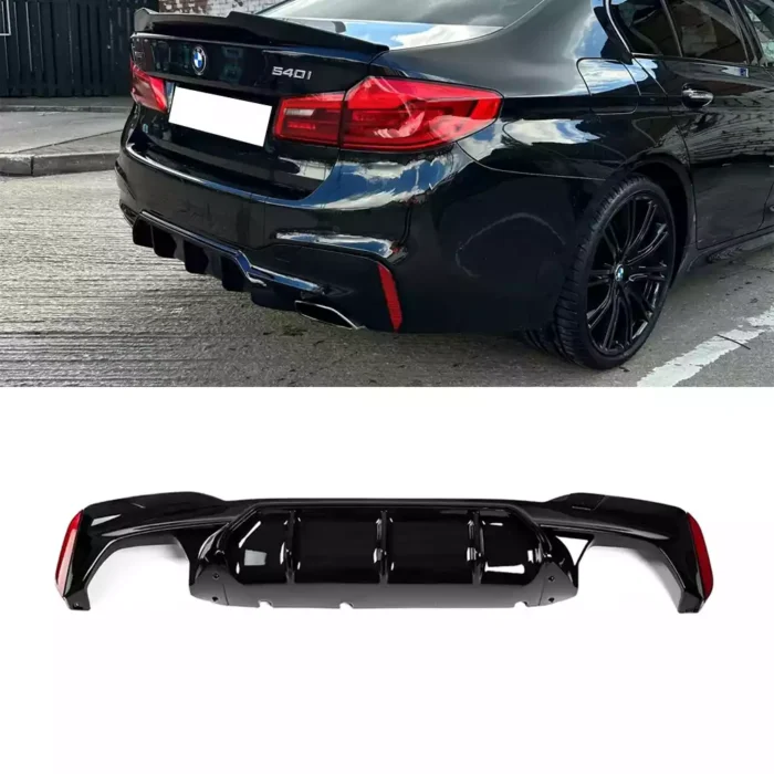 Juodas, blizgus, galinio buferio difuzorius skirtas BMW G30, G31 - Image 1