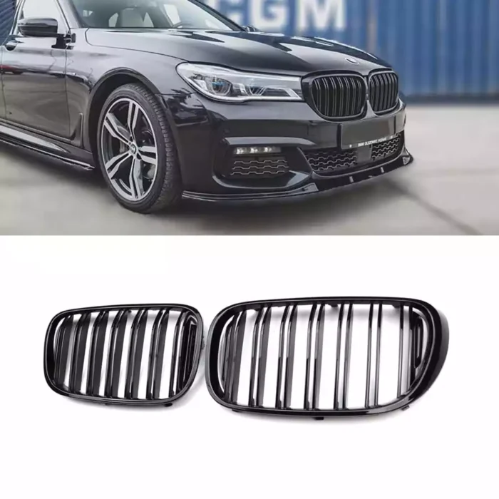 Juodos, blizgios, dvigubos grotelės skirtos BMW G11, G12 - Image 1