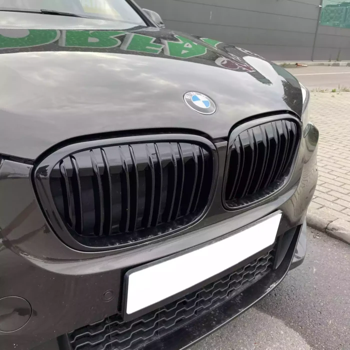 Juodos, blizgios, dvigubos grotelės skirtos BMW F48 (2015-2019) - Image 1