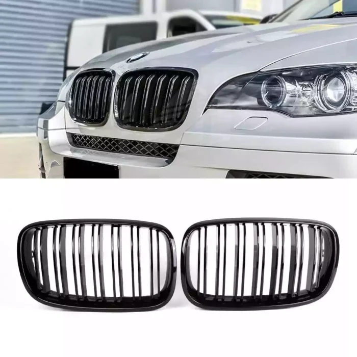 Juodos, blizgios, dvigubos grotelės skirtos BMW E70, E71 - Image 1