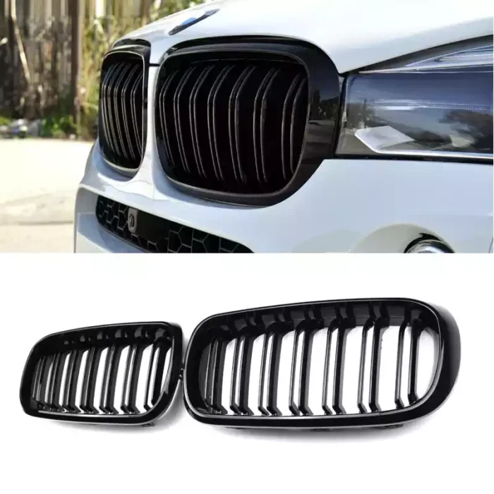 Juodos, blizgios, dvigubos grotelės skirtos BMW F15, F16 - Image 1