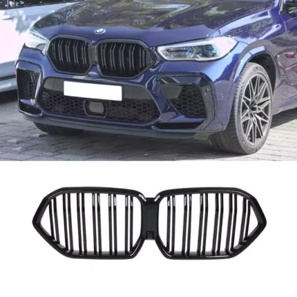 Juodos, blizgios, dvigubos grotelės skirtos BMW G06