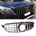 Juodos, chrominės grotelės skirtos Mercedes-Benz W205 (2014-2018)