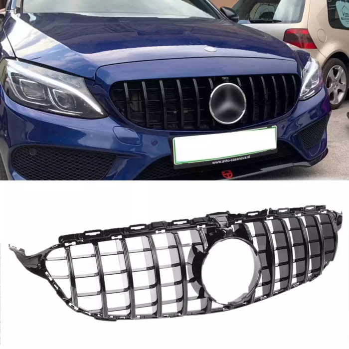 Juodos, blizgios grotelės skirtos Mercedes-Benz W205 (2014-2018) - Image 1