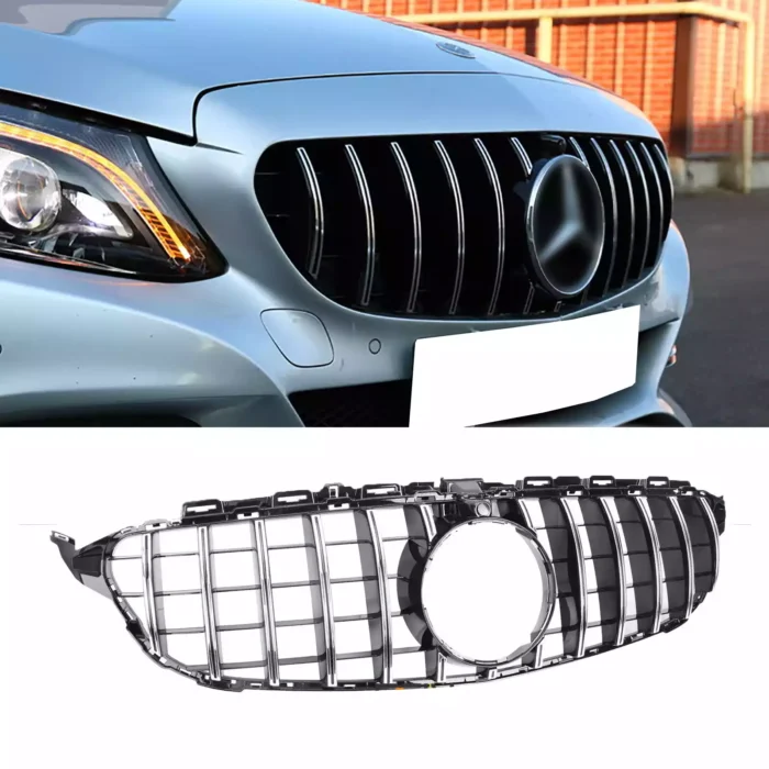 Juodos, chrominės grotelės skirtos Mercedes-Benz W205 (2014-2018) - Image 1