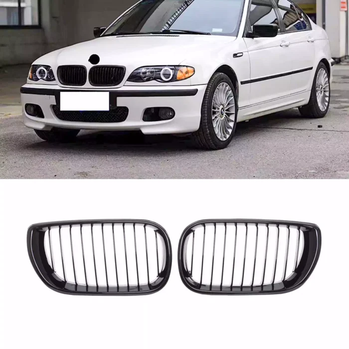 Juodos, blizgios, viengubos grotelės skirtos BMW E46 (2001-2005) - Image 1