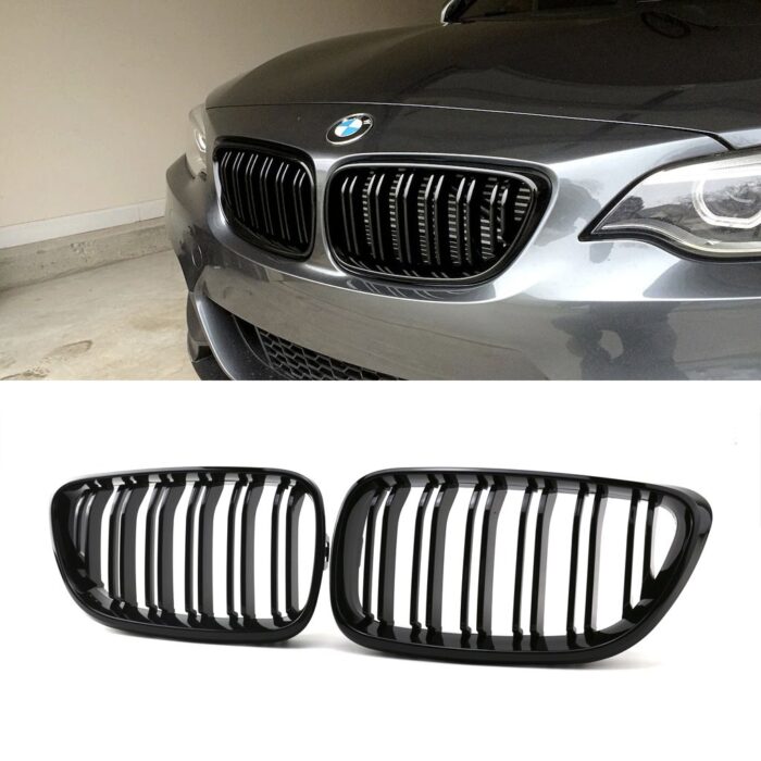 Juodos, blizgios, dvigubos grotelės skirtos BMW F22, F23 - Image 1